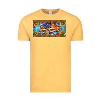 Vintage Mustard bison amerıcan flag  license plate template Vintage Tee - BarkalooDesign