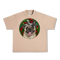 Burro Christmas Pug With Buffalo Plaid Urban Heavy Tee - RanaPortraitStore