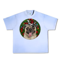 Grape Ice Christmas Pug With Buffalo Plaid Urban Heavy Tee - RanaPortraitStore