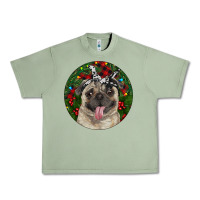 Oil Green Christmas Pug With Buffalo Plaid Urban Heavy Tee - RanaPortraitStore