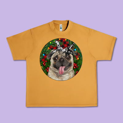Christmas Pug With Buffalo Plaid Urban Heavy Tee Designed By Ranaportraitstore