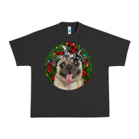 Pigment Black Christmas Pug With Buffalo Plaid Urban Heavy Tee - RanaPortraitStore