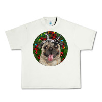 Pistachio Christmas Pug With Buffalo Plaid Urban Heavy Tee - RanaPortraitStore