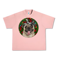 Salmon Christmas Pug With Buffalo Plaid Urban Heavy Tee - RanaPortraitStore