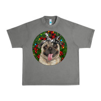 Tornado Christmas Pug With Buffalo Plaid Urban Heavy Tee - RanaPortraitStore