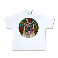 White Christmas Pug With Buffalo Plaid Urban Heavy Tee - RanaPortraitStore