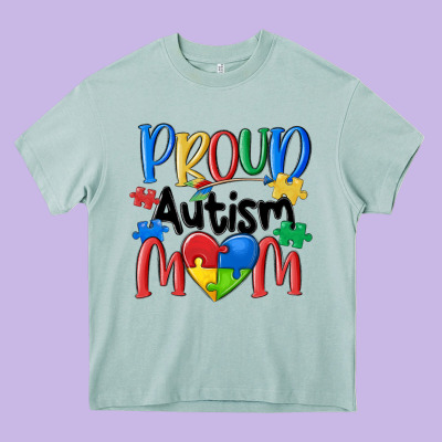 Proud Autism Mom Heavy Core Tee Designed By Maliassmallbusiness
