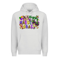 Dove Grey Happy Mardi Gras Premium Hoodie - FaDigitalArtStudio