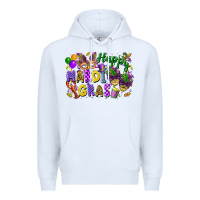 White Happy Mardi Gras Premium Hoodie - FaDigitalArtStudio