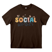 Chocolate Brown social worker Heavy Core Tee - MaliasSmallBusiness