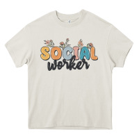 Cream social worker Heavy Core Tee - MaliasSmallBusiness