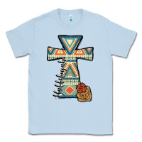 Dusty Blue halleluljah aztec cross Classic Tee - JahusDesignShop