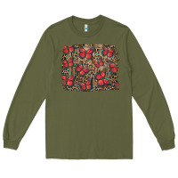 Army Green Easter Butterflies Background Long Sleeve Tee - RanaPortraitStore