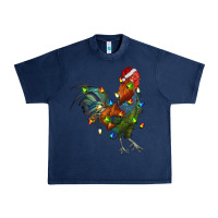 Navy Christmas Lights Rooster Urban Heavy Tee - RanaPortraitStore