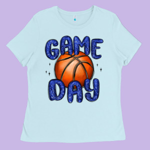 Game Day Basketball Ladies Tee Designed By Maliassmallbusiness
