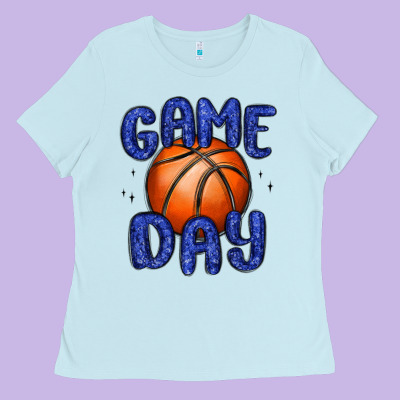 Game Day Basketball Ladies Tee Designed By Maliassmallbusiness