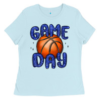 Baby Blue game day basketball Ladies Tee - MaliasSmallBusiness