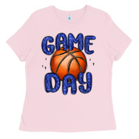 Bubblegum Pink game day basketball Ladies Tee - MaliasSmallBusiness