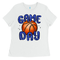 White game day basketball Ladies Tee - MaliasSmallBusiness