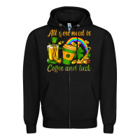 Black St. Patrick's All you need is coffee and luck Zipper Hoodie - OliviaCreatesArt