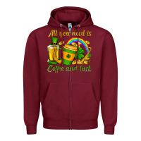 Burgundy St. Patrick's All you need is coffee and luck Zipper Hoodie - OliviaCreatesArt