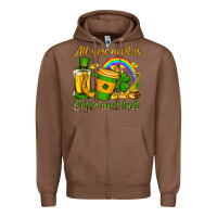 Chestnut St. Patrick's All you need is coffee and luck Zipper Hoodie - OliviaCreatesArt