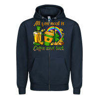 Navy St. Patrick's All you need is coffee and luck Zipper Hoodie - OliviaCreatesArt