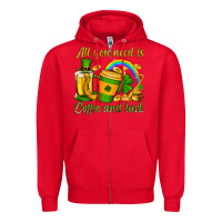 Red St. Patrick's All you need is coffee and luck Zipper Hoodie - OliviaCreatesArt
