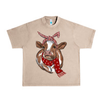 French Oak Christmas Heifer With Scarf Urban Heavy Tee - RanaPortraitStore