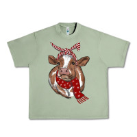 Oil Green Christmas Heifer With Scarf Urban Heavy Tee - RanaPortraitStore