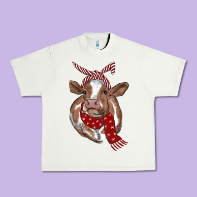 Christmas Heifer With Scarf Urban Heavy Tee Designed By Ranaportraitstore