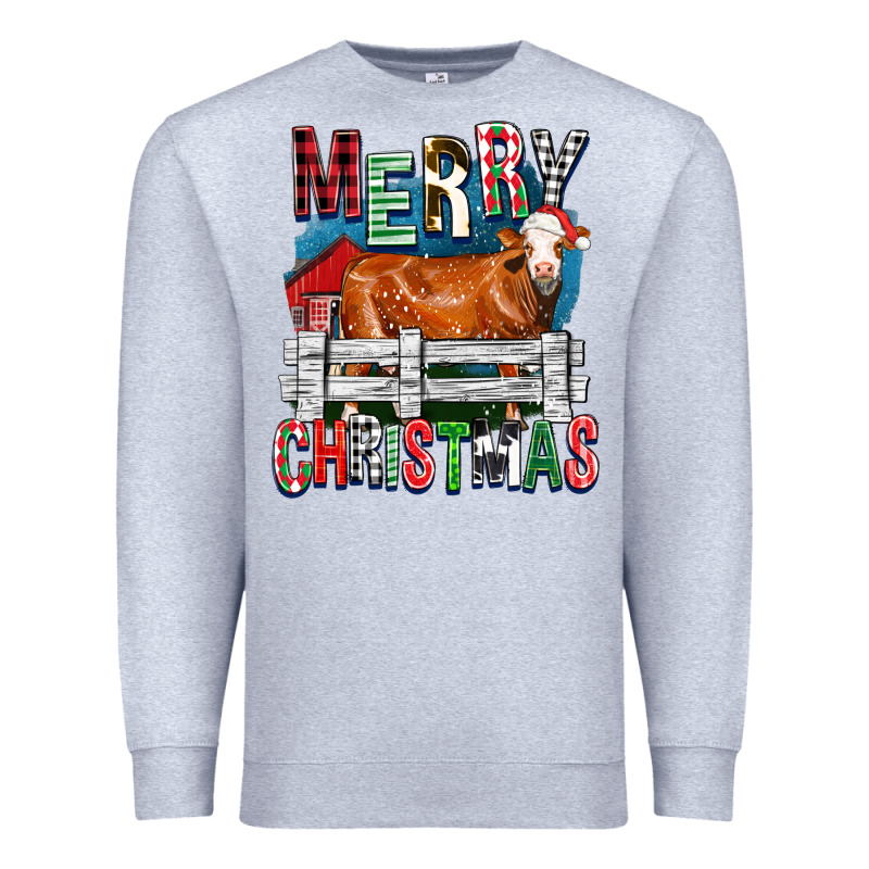 Merry Christmas Simmental Cow Premium Sweatshirt by FaDigitalArtStudio | Teevron