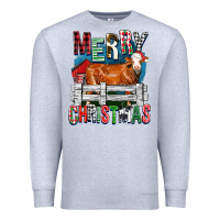 Heather Grey merry christmas simmental cow Premium Sweatshirt - FaDigitalArtStudio