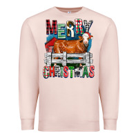 Pale Pink merry christmas simmental cow Premium Sweatshirt - FaDigitalArtStudio