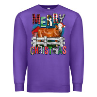 Purple merry christmas simmental cow Premium Sweatshirt - FaDigitalArtStudio