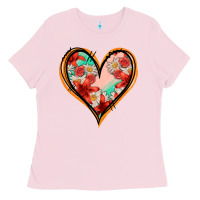 Bubblegum Pink floral orange glitter heart Ladies Tee - Jasminsmagicworld