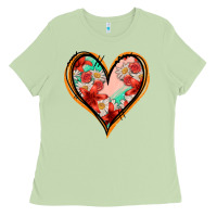 Matcha floral orange glitter heart Ladies Tee - Jasminsmagicworld