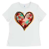 White floral orange glitter heart Ladies Tee - Jasminsmagicworld