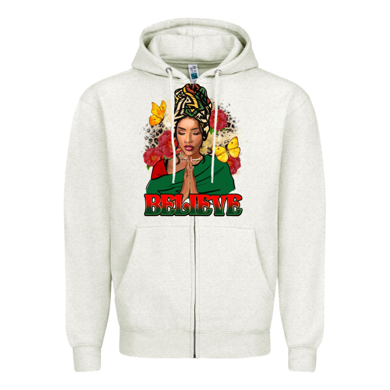 Believe Black Woman Zipper Hoodie by FaDigitalArtStudio | Teevron