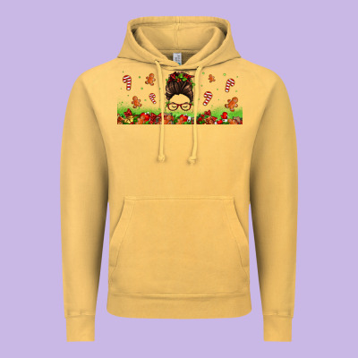 Christmas Mama Messy Bun Vintage Hoodie Designed By Jasminsmagicworld