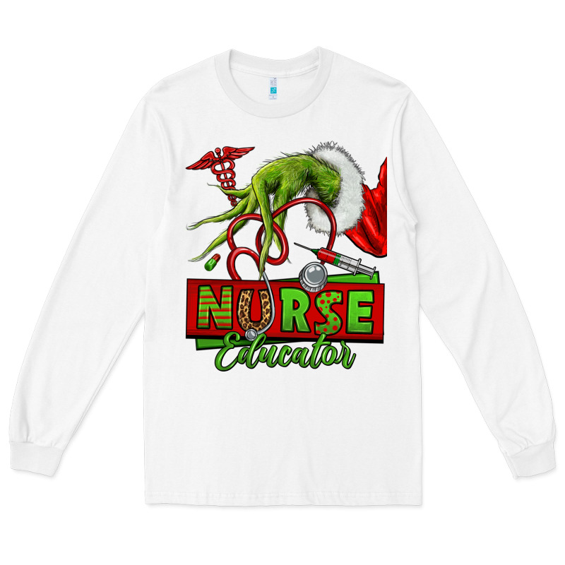 Grinch Hand Nurse Educator Long Sleeve Tee by NancyCooperArtShop | Teevron