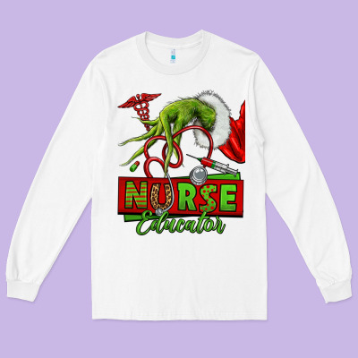 Grinch Hand Nurse Educator Long Sleeve Tee Designed By Nancycooperartshop