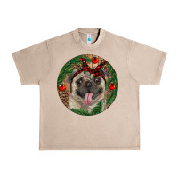 French Oak Christmas Pug With Leopard Urban Heavy Tee - RanaPortraitStore