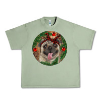 Oil Green Christmas Pug With Leopard Urban Heavy Tee - RanaPortraitStore