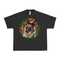 Pigment Black Christmas Pug With Leopard Urban Heavy Tee - RanaPortraitStore