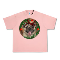 Salmon Christmas Pug With Leopard Urban Heavy Tee - RanaPortraitStore