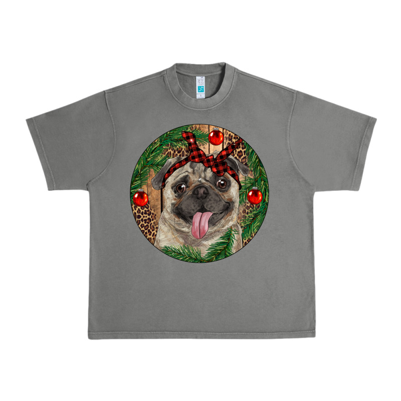 Christmas Pug With Leopard Urban Heavy Tee by RanaPortraitStore | Teevron