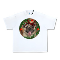 White Christmas Pug With Leopard Urban Heavy Tee - RanaPortraitStore