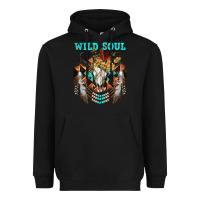 Black Wild Soul Bull Skull Heavyweight Hoodie - FaDigitalArtStudio