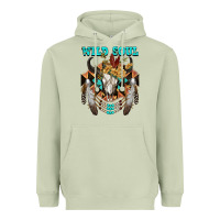 Matcha Wild Soul Bull Skull Heavyweight Hoodie - FaDigitalArtStudio